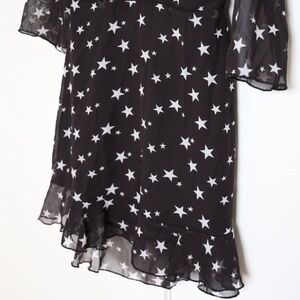 Nasty Gal Black Dress with White Stars & Open Back Detail size Medium